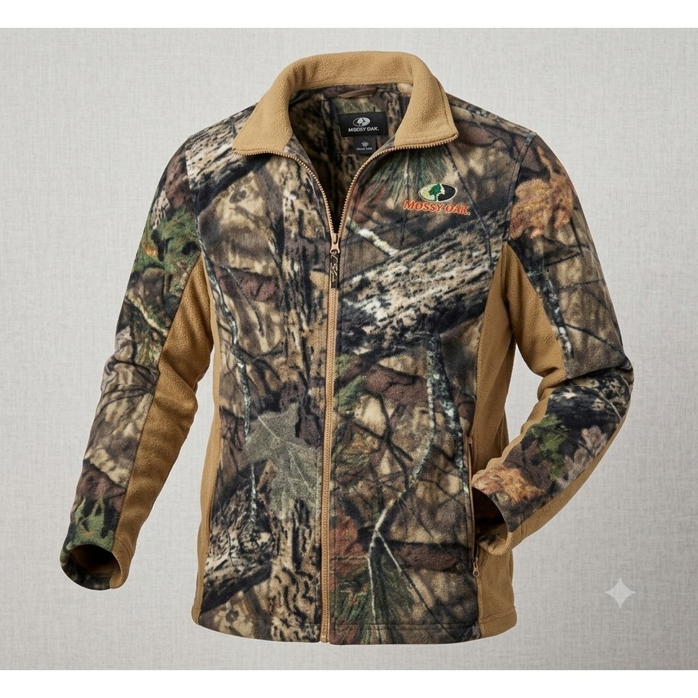 Mossy Oak 2750MOBC Fleece Camo & Brown Full Zip Men's Jacket. Size M
